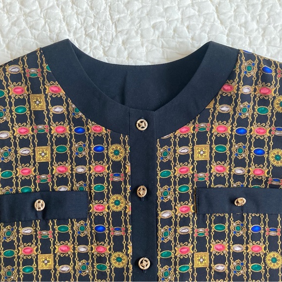 Vintage New Brownstone Studio New York Jewel Print Blouse Top - Picture 6 of 16